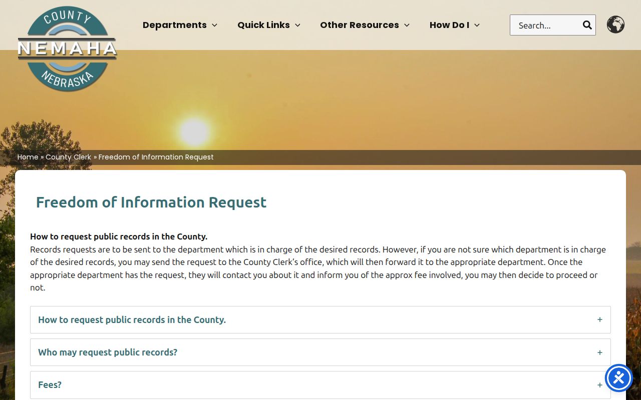 Nemaha County active warrants public record request method