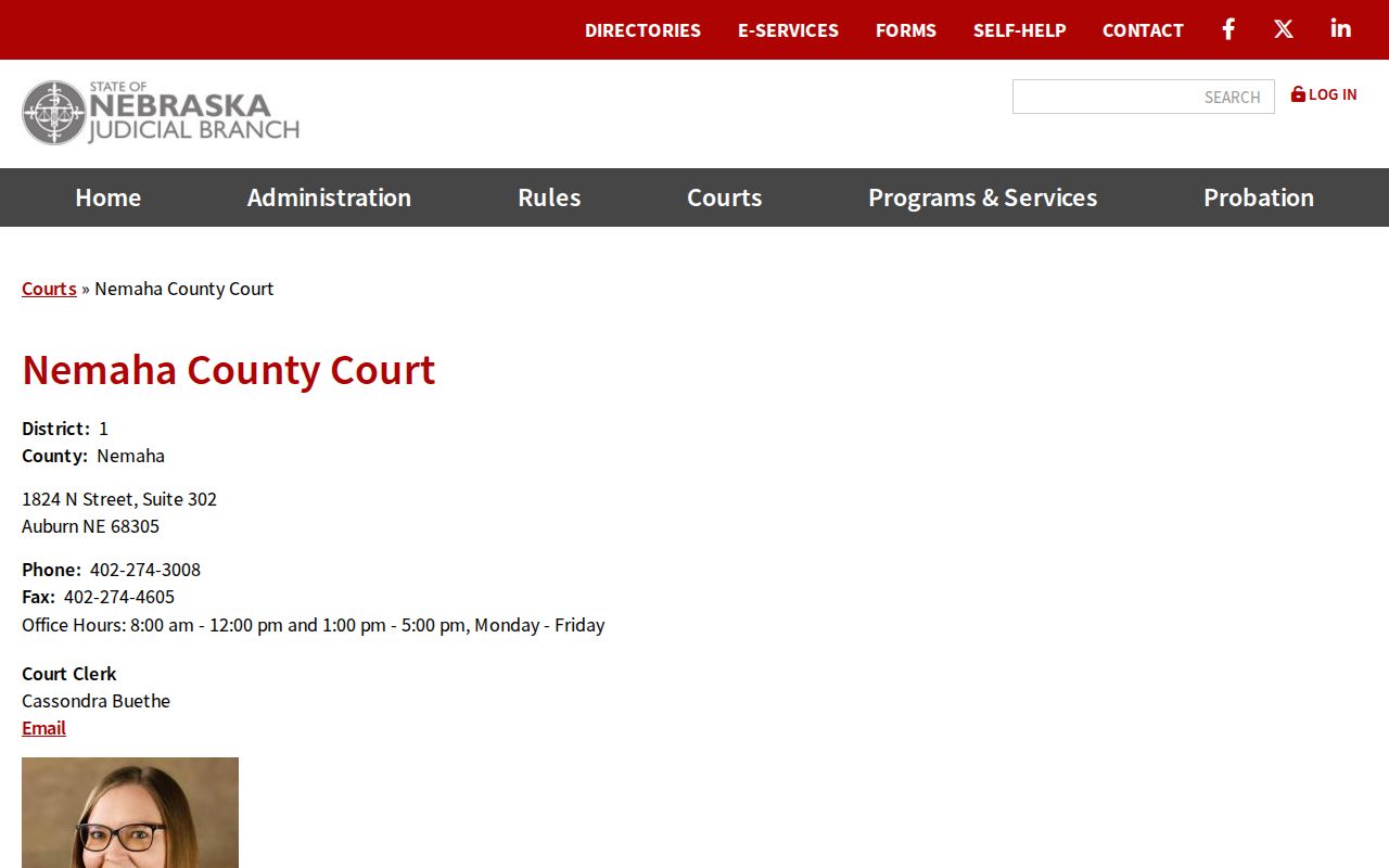 Nemaha County municipal court warrant state court directory