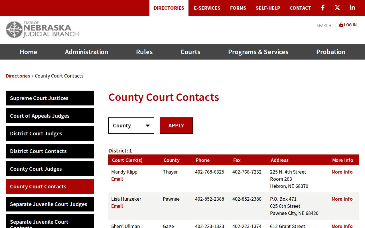 Nemaha County warrant search clerk directory
