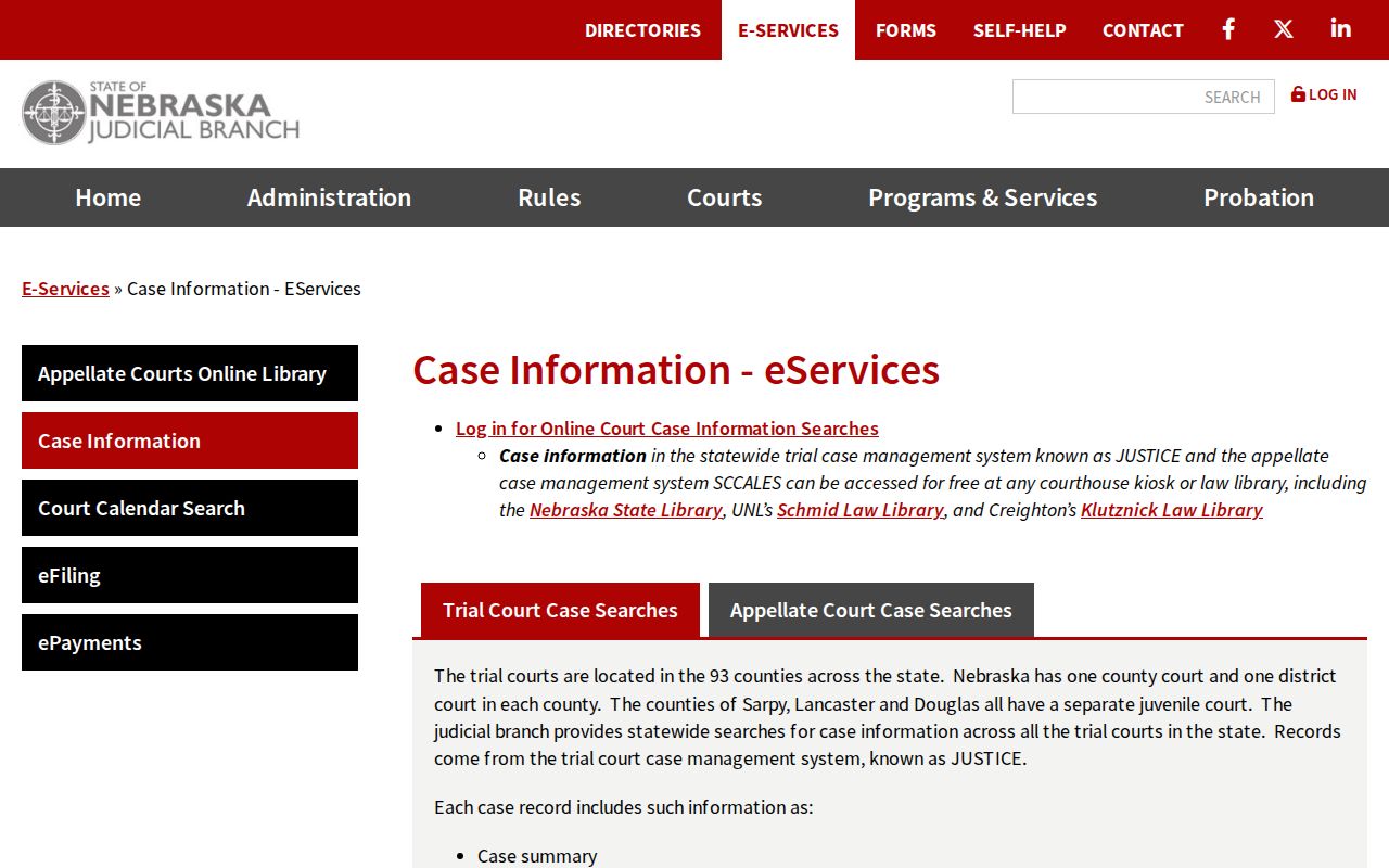 Nemaha County warrant search JUSTICE access page