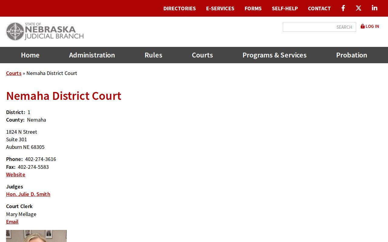 Nemaha County warrant search District Court directory